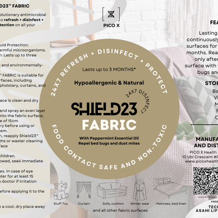Shield23 Fabric - Fabric Protection and Refresher with Peppermint Essential Oil Pico X